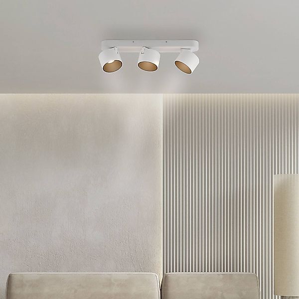 PURE LED-Deckenspot Cup, weiß, Länge 56 cm, Metall, 3-flg. günstig online kaufen