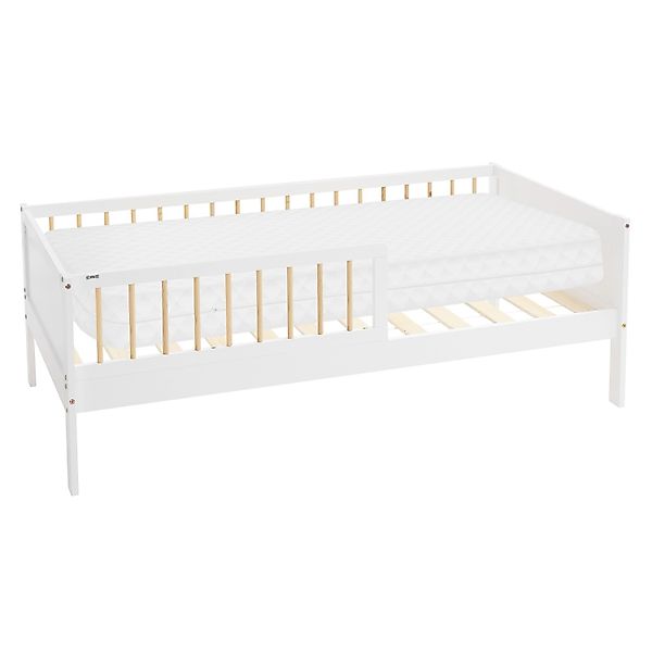 ML-Design Kinderbett 80x160 cm Weiß-Natur Einzelbett mit Matratze günstig online kaufen