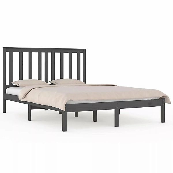 Vidaxl Massivholzbett Grau Kiefer 200x200 Cm günstig online kaufen
