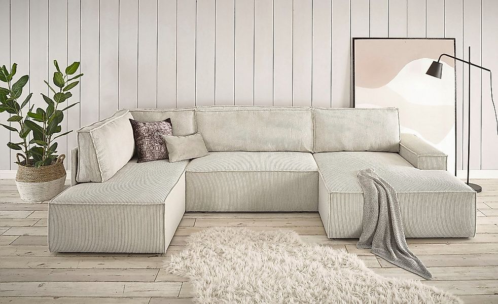 Home affaire Wohnlandschaft "SHERWOOD 329 cm, U-Form, Schlafsofa,", Schlaff günstig online kaufen