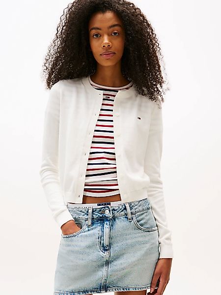 Tommy Jeans Strickjacke "TJW ESSENTIAL CREW NECK CARDIGAN" Baumwolle günstig online kaufen