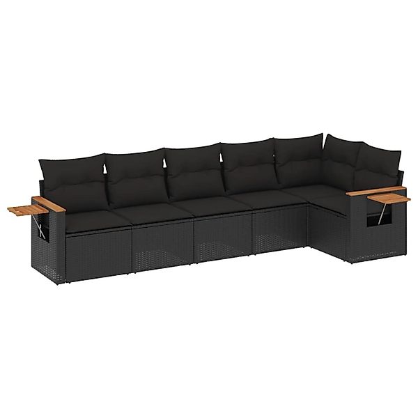 vidaXL 6-Tlg Garten-Sofagarnitur mit Kissen Schwarz Poly Rattan 3226825 günstig online kaufen
