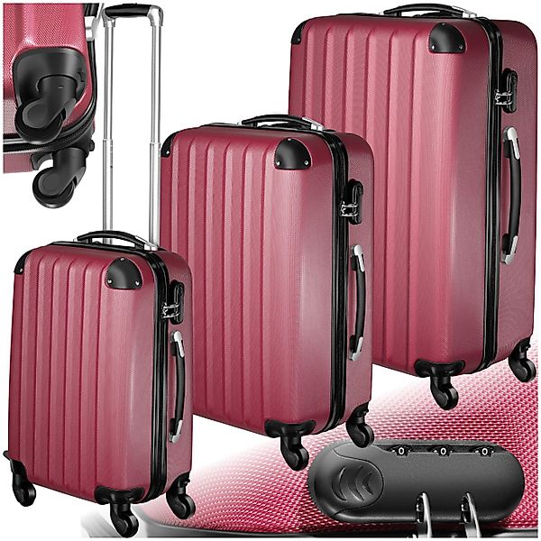 tectake Trolley Hartschalenkofferset mit Teleskopgriff und Sicherheits-Zahl günstig online kaufen