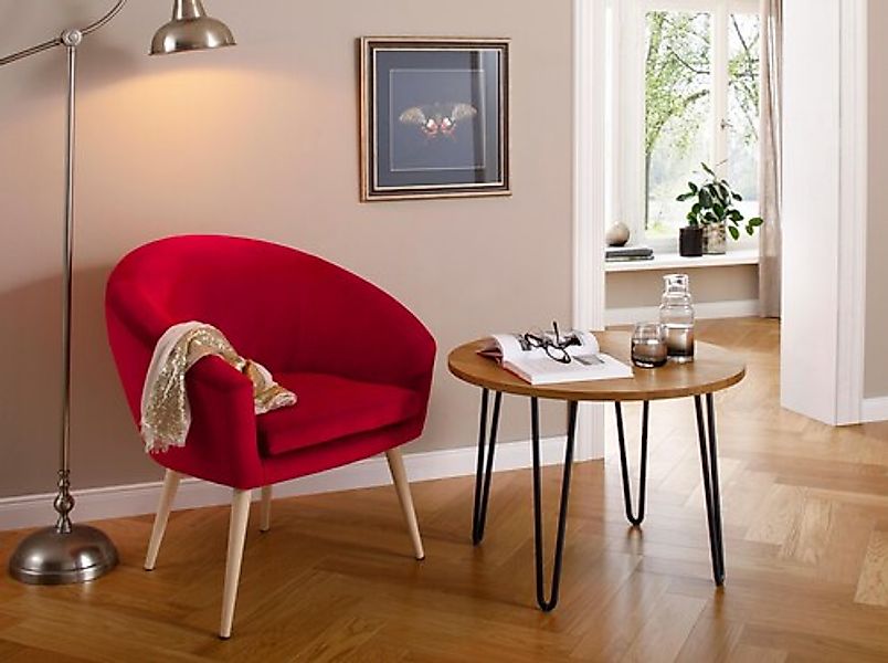 INOSIGN Couchtisch »Hairpin« aus massiver Eiche, mit Metallbeinen, Breite 7 günstig online kaufen