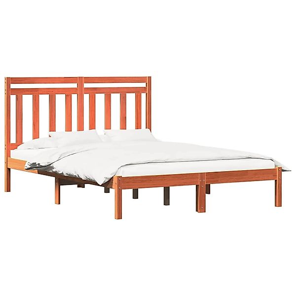 vidaXL Bettrahmen Wachsbraun 205,5 x 155,5 x 100 cm Massivholz Kiefer 34181 günstig online kaufen