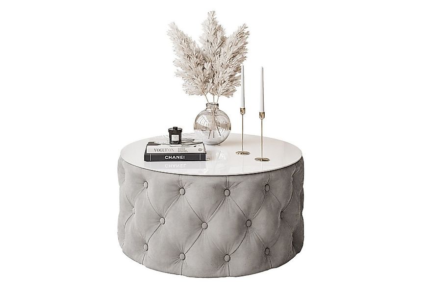 Lookway Couchtisch CHESTERFIELD 70 cm runder gepolsterter couchtisch günstig online kaufen