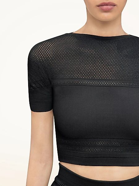Wolford - Net Lines Top Short Sleeves, Frau, black, Größe: XS günstig online kaufen