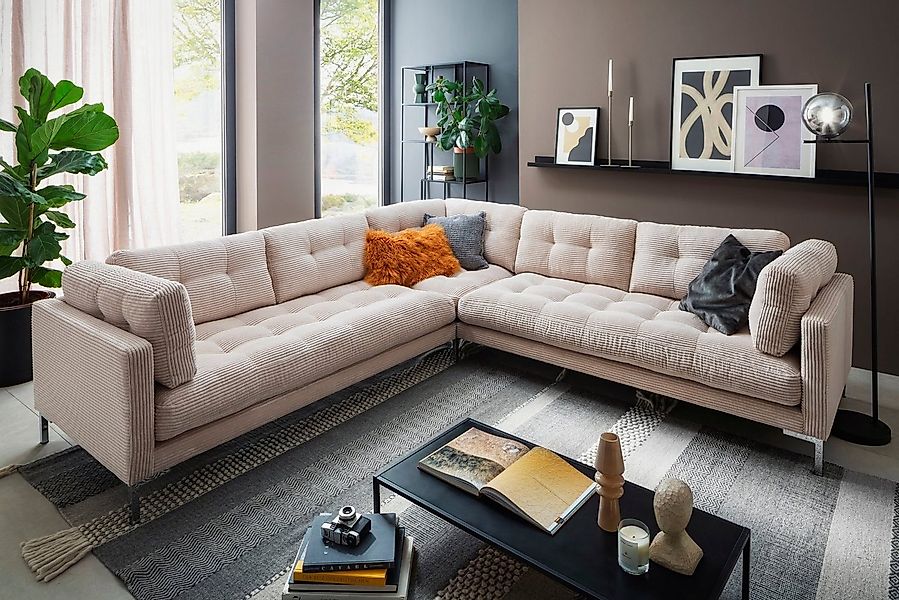 Trends by HG Wohnlandschaft Landau U-Form, in Cord-Stoff mit Metallfuß günstig online kaufen