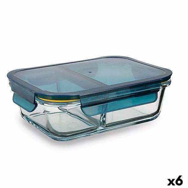 Lunchbox Mit Fächern Quid Astral Blau Glas (520 Ml + 350 Ml) (6 Stück) günstig online kaufen
