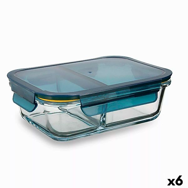 Lunchbox Mit Fächern Quid Astral Blau Glas (520 Ml + 350 Ml) (6 Stück) günstig online kaufen