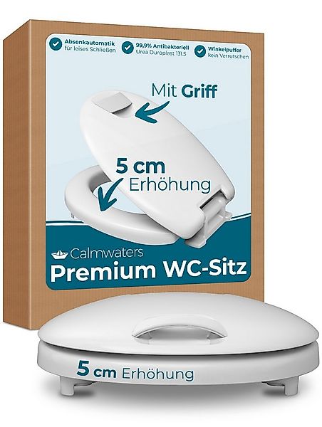 Calmwaters WC-Sitz Erhöht, +5cm Erhöhung, Griff, Absenkautomatik, Made in E günstig online kaufen
