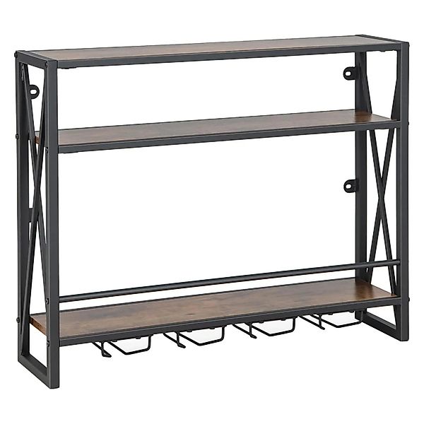 Costway Weinregal Wand 3 Ebenen 4 Weingläser Industrial günstig online kaufen