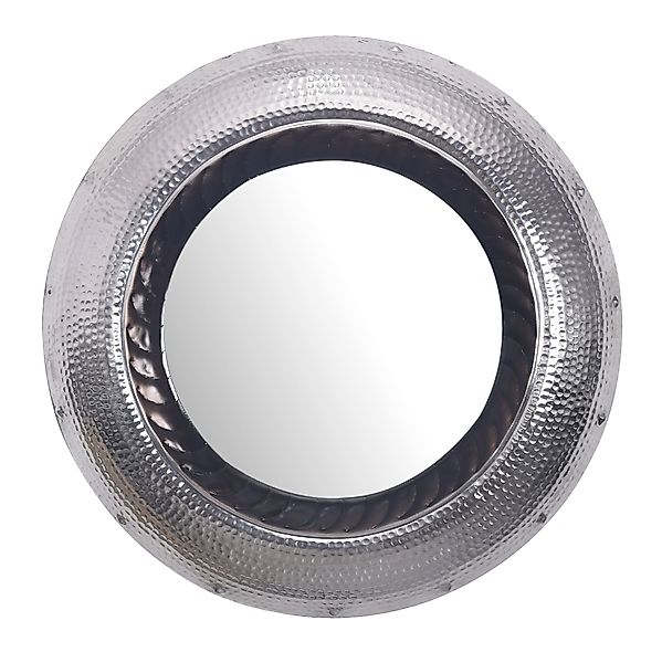 FINEBUY Wandspiegel (Dekospiegel Wand Hammerschlag, Silber günstig online kaufen