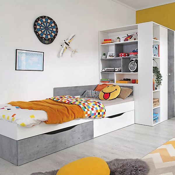 Jugendzimmer Set 2-teilig SEATTLE-133 mit Jugendbett 120x200cm in Beton und günstig online kaufen