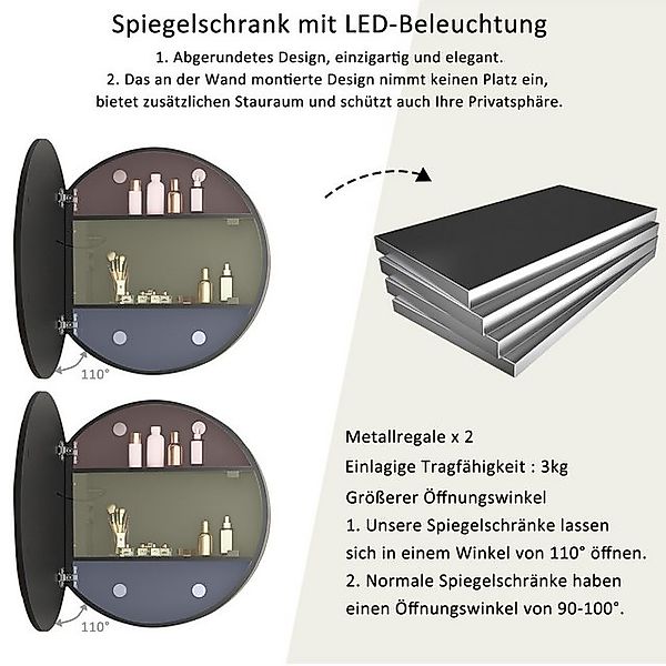 WDWRITTI Spiegelschrank mit steckdose 80 Badezimmerspiegelschrank mit LED m günstig online kaufen