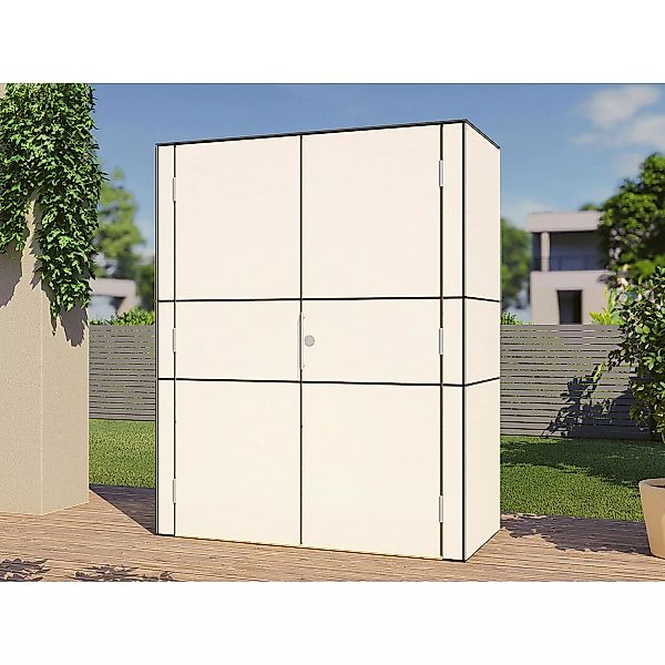 Bertilo Gartenschrank HPL Highboard 155 cm x 75 cm x 193 cm Weiß FSC® günstig online kaufen