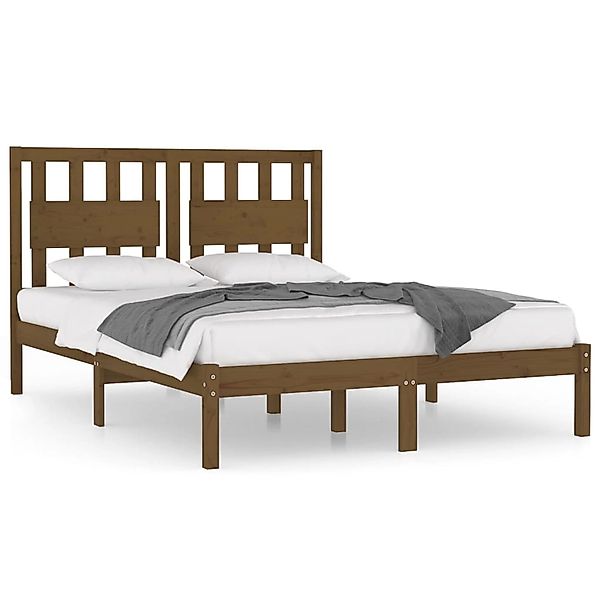 vidaXL Bettgestell Massivholzbett Honigbraun Kiefer 200x200 cm Bett Bettges günstig online kaufen