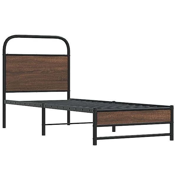 vidaXL Bett Bettgestell ohne Matratze 75x190 cm Braun Eichen-Optik günstig online kaufen