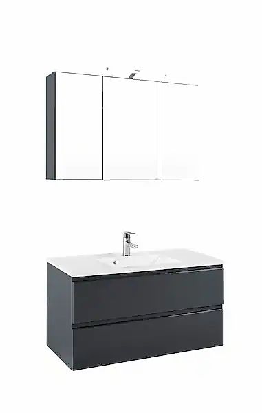 welltime Badmöbel-Set »Cardiff«, (2 St.), griffloses Design, Breite 100 cm günstig online kaufen