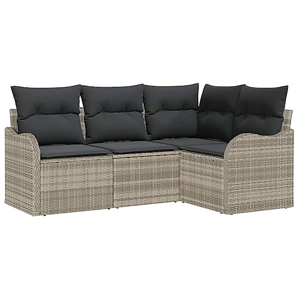 vidaXL Garten-Sofa-Set mit Kissen 4-Tlg Hellgrau Poly Rattan 3354351 günstig online kaufen