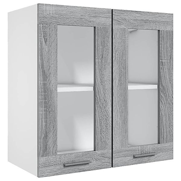 vidaXL Hängeschrank Wandhängeschrank Glas Grau Sonoma günstig online kaufen