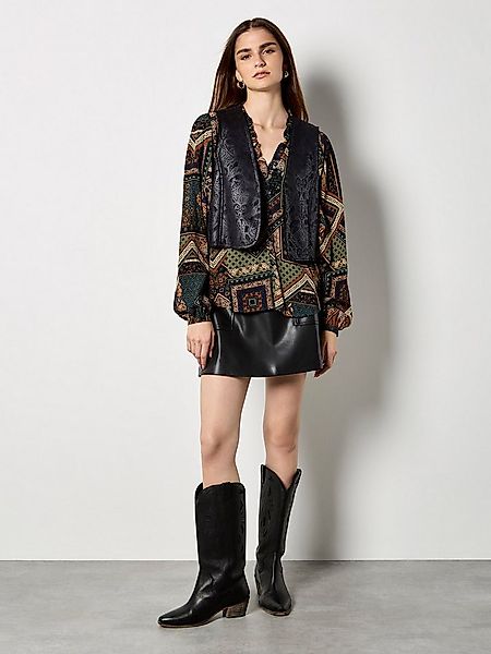 Apricot Rüschenbluse Bluse mit Patchwork-Muster günstig online kaufen