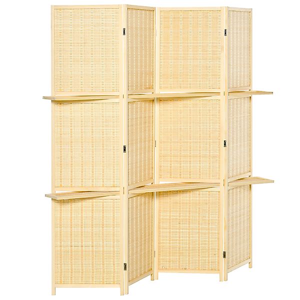HOMCOM Paravent 4-teilig 180 x 180 cm Faltbar Trennwand mit Ablage Raumteil günstig online kaufen