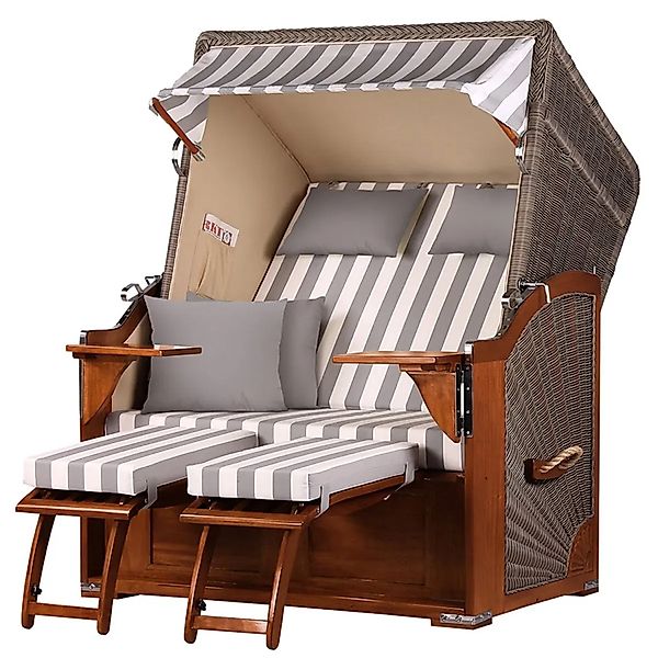 bene,iving Strandkorb Komplettset Schaalsee Mahagoni PE grau Modell 513 günstig online kaufen