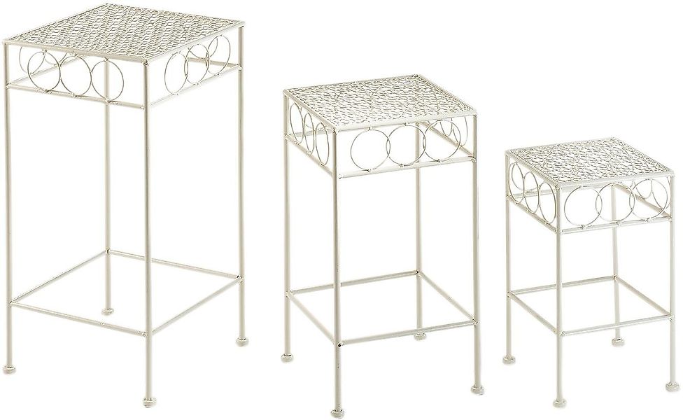 locker Blumenhocker (3er-Set), eckig aus Metall, antique cream günstig online kaufen