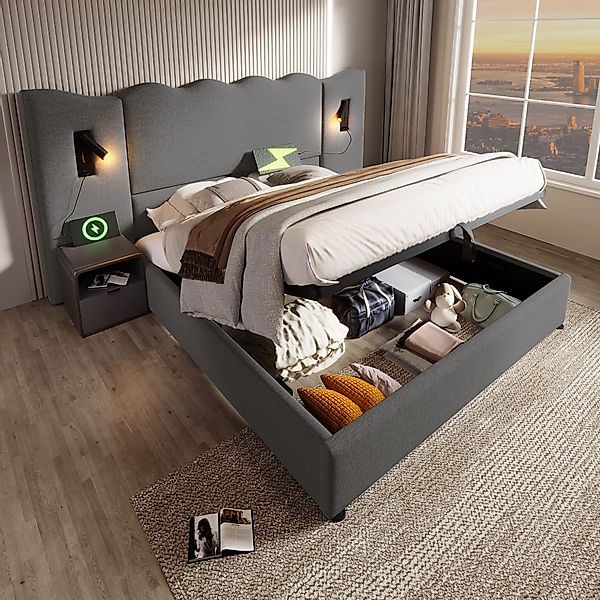 HAUSS SPOLE Polsterbett 160×200 mit Leselampe günstig online kaufen