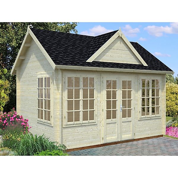 Palmako Claudia Holz-Gartenhaus Natur Satteldach Unbehandelt 400 cm x 300 c günstig online kaufen