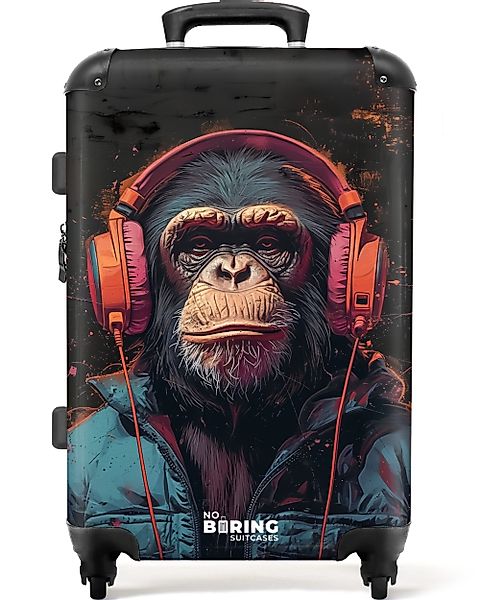 NoBoringSuitcases.com© Hartschalen-Trolley Schimpanse mit Kopfhörern und günstig online kaufen