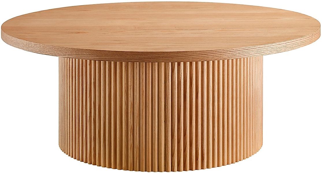 SalesFever Couchtisch "mit Massivholz-Lamellen, Ø 85 cm" 1 Stk. tlg. Modern günstig online kaufen