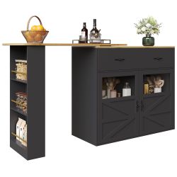 OKWISH Bartisch Ausziehbarer Kücheninsel,mit Stauraum (Ausziehbarer günstig online kaufen