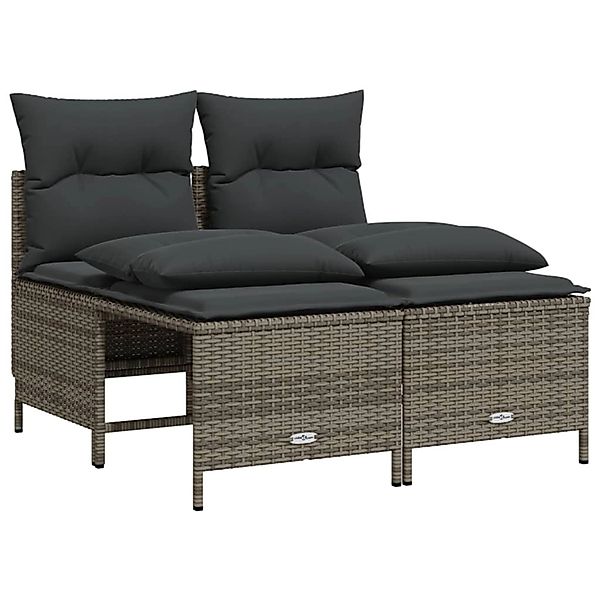 vidaXL 4-Tlg Garten-Sofagarnitur mit Kissen Grau Poly Rattan 368373 günstig online kaufen
