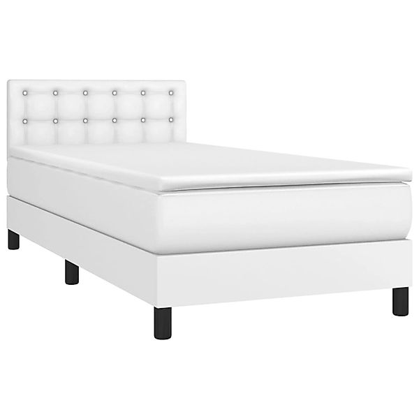 vidaXL Boxspringbett mit Matratze & LED Weiß 100x200 cm Kunstleder 3134208 günstig online kaufen