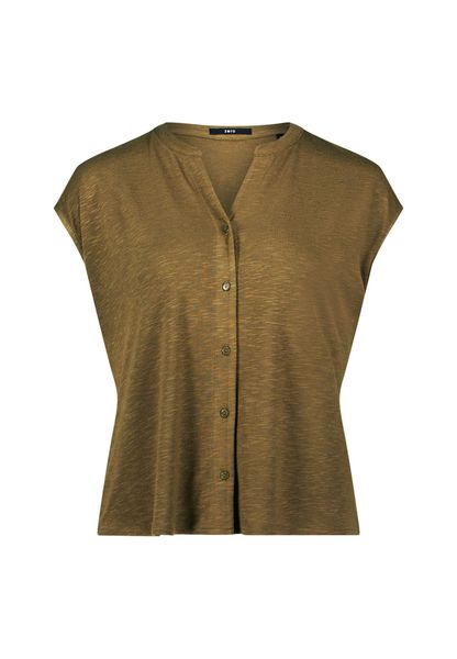 Zero T-Shirt "Damen Shirt mit Knopfleiste" 1 Stk. tlg. Knopfleiste günstig online kaufen