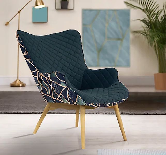 Home affaire Sessel »Duke Print« Karoprägung im Sitzbereich und Dekostoff a günstig online kaufen