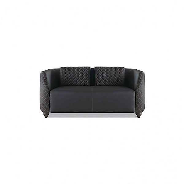 JVmoebel 2-Sitzer Sofa 2-Sitzer Polster Modern Ledersofa Schwarz Mit Kissen günstig online kaufen