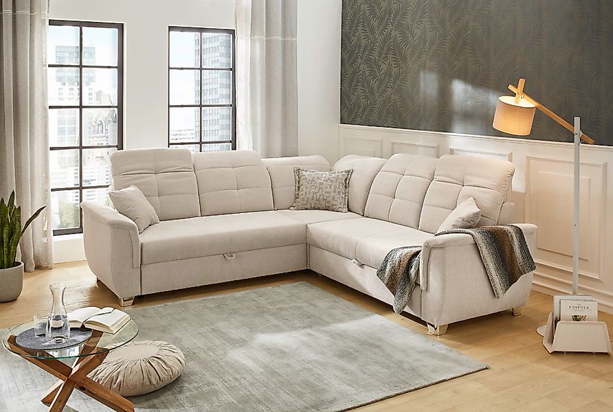 Jockenhöfer Gruppe Ecksofa "Udine L-Form, B: 263 cm" mit Bettfunktion, Bett günstig online kaufen