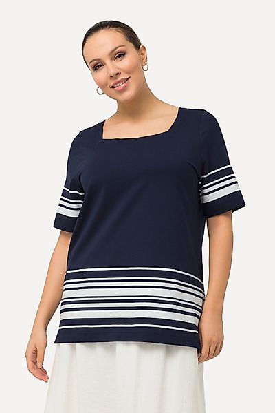 Ulla Popken T-Shirt T-Shirt Streifen A-Linie günstig online kaufen