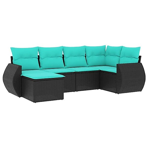vidaXL 6-Tlg Gartensofa-Set mit Kissen Schwarzes Polyrattan 3221656 günstig online kaufen