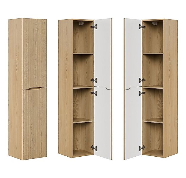 Lomadox Hochschrank NARPIO-56 35 cm breit, 2 Türen, Eiche mit gerillten Fro günstig online kaufen