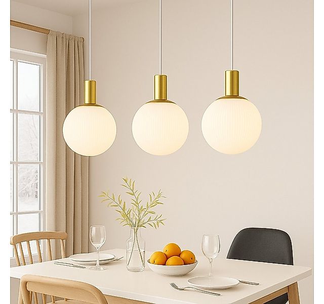 Nettlife Hängeleuchte Esstisch Glas E27 Gold 3/4 Flammig Höhenverstellbar P günstig online kaufen