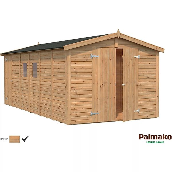 Palmako Dan Holz-Gartenhaus Braun Satteldach Tauchgrundiert 273 cm x 550 cm günstig online kaufen