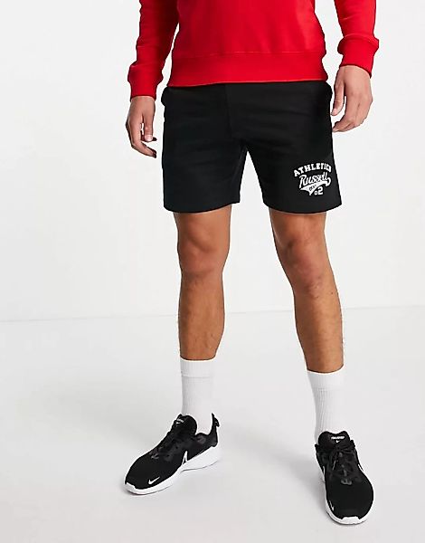 Russell Athletic – Jersey-Shorts in Schwarz mit Logo günstig online kaufen