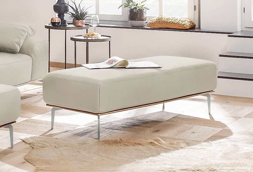W.SCHILLIG Polsterhocker mit elegantem Holzsockel, Füße in Chrom glänzend, günstig online kaufen