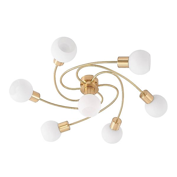 Lindby Deckenlampe Ciala 9627503 Modern in Gold Messing aus Glas 7-flammig günstig online kaufen