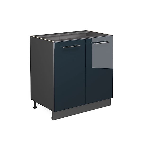 Vicco Spülenunterschrank Fame-Line Dunkelblau Hochglanz 80 cm mit Regal ohn günstig online kaufen