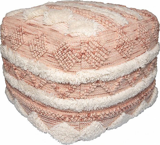 Kayoom Pouf "Bohist 225 50cm x 50cm, Strukturen mit Fransen und Quasten" 1 günstig online kaufen